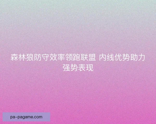 森林狼防守效率领跑联盟 内线优势助力强势表现